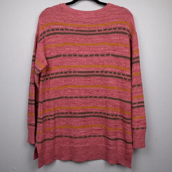 Soft Surroundings Lisabetta Art pink 3D knit stripe sweater-M - Picture 5 of 5